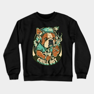 Pop Culture Bulldog in Hip Hop Gear Crewneck Sweatshirt